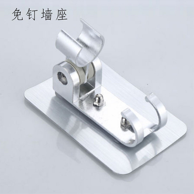 免打孔太空铝花洒座淋浴带挂钩可调节喷头支架金属座免钉卫浴配件