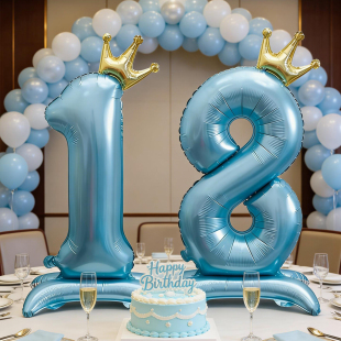 18岁皇冠数字铝膜气球生日装饰派对场景布置拍照道具