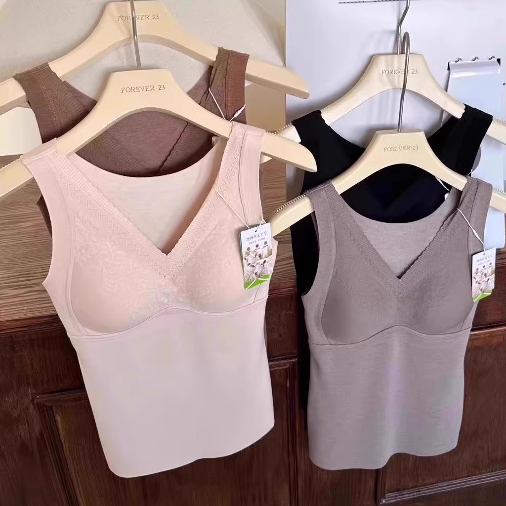贝莱娅正品女士保暖背心带胸垫