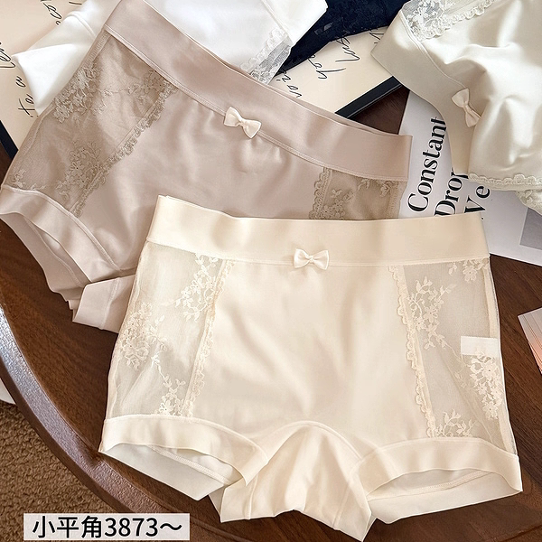 缇娅朵3873莫代尔棉蕾丝内裤女士五条装棉裆少女中腰四角小平角裤
