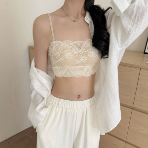 法式蕾丝网纱吊带内衣一体杯美背