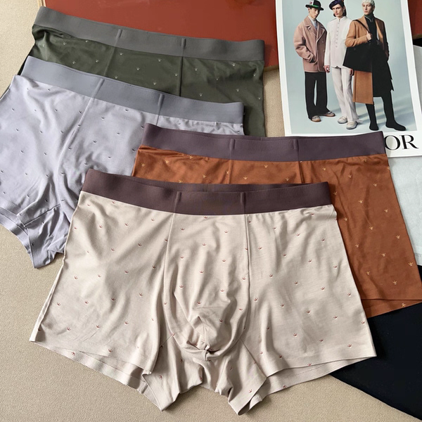 惠芝欣3037男士四条装桑蚕丝内裤中腰无痕包臀透气抗菌四角平角裤
