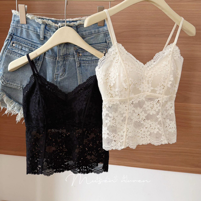 蕾丝吊带背心带胸垫性感镂空内搭