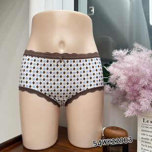 米娅林少女三条装蕾丝边印花内裤中腰包臀舒适透气抗菌裆三角裤头