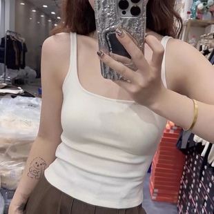 9987螺纹棉百搭显瘦吊带女一体杯聚拢内衣美背无痕背心春夏潮 正品