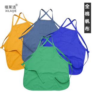 棉布罩衣女新款春秋款工作服多兜挡车工短款围裙小个子上班专用