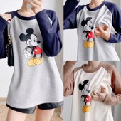 清仓产后哺乳上衣外穿春秋季 喂奶衣 春装 哺乳期纯棉长袖 T恤打底衫