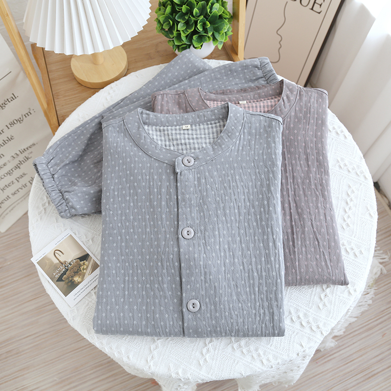 无印风男士纯棉提花色织家居服