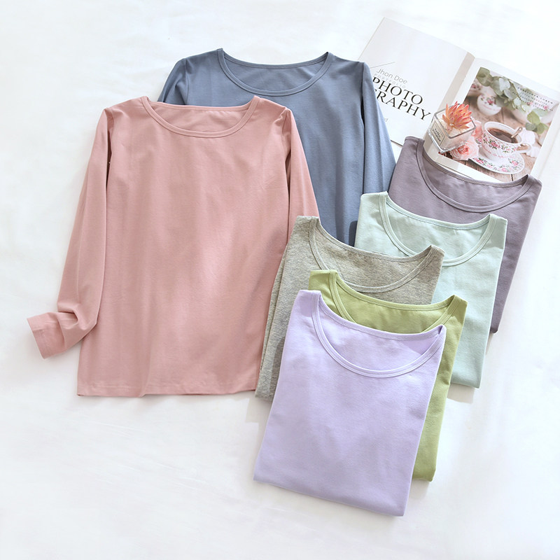 纯棉秋衣女士春秋薄款莱卡棉单件上衣圆领保暖内衣打底衫棉毛线衣,女士内衣/男士内衣/家居服,保暖上装,淘宝优惠券,粉丝福利购,淘宝优惠卷