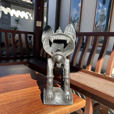 董月畅黑陶云南大理剑川黑陶瓦猫摆件大号纯手工制作招财纳福神兽