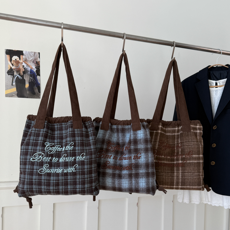 包包女复古托特包2025秋冬新款大容量双肩包刺绣字母单肩手提包