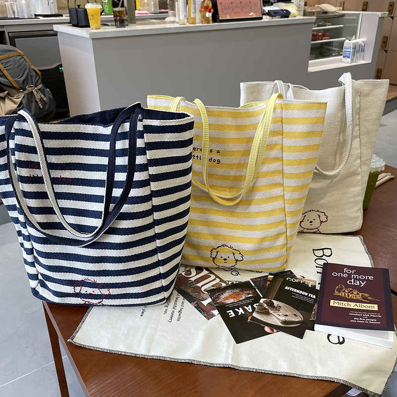 唐糖包袋/韩系ins风休闲单肩大容量包包2025包包两面背刺绣帆布包