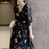 Осенняя шифоновая длинная юбка, платье, большой размер, в западном стиле, подходит для полных девушек