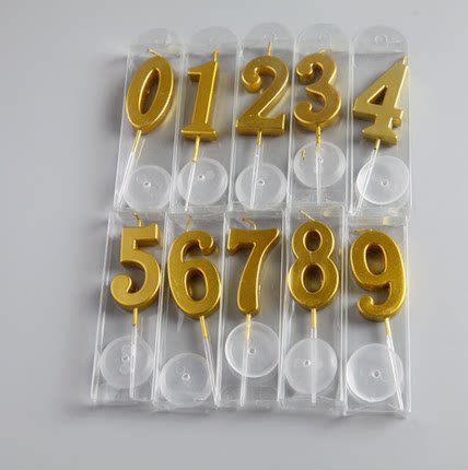 数字蜡烛周岁生日派对聚会装饰pvc盒装0-9金色数字蛋糕蜡烛