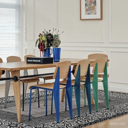 北欧Standard Chair设计师vitra餐椅复古实木椅子中古餐桌椅
