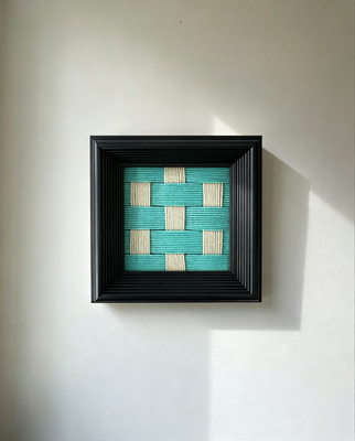 现代简约装饰画立体实木马赛克复古创意墙面挂画桌面摆台手工编织