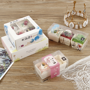 2/3/4/6粒北海道纸盒马芬纸杯戚风蛋糕盒透明方形烘焙开窗流芯心