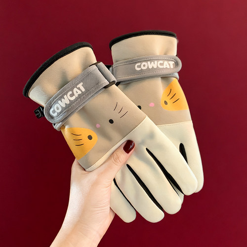 冬季可爱加绒加厚女款保暖手套