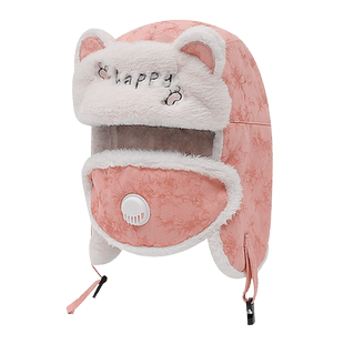 雷锋帽子女款冬天户外防寒保暖神器骑行电动车挡风护耳棉帽子可爱