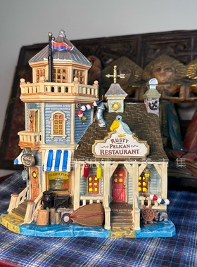 Lemax中古复古美式渔屋陶瓷小屋别墅地中海建筑咖啡店小众软装