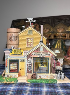 lemax美式乡村田园陶瓷发光芝士甜品小屋咖啡店复古软装小众摆件