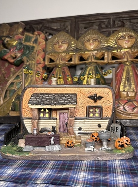 lemax复古万圣节南瓜陶瓷城堡发光场景房子甜品店花园小屋别墅