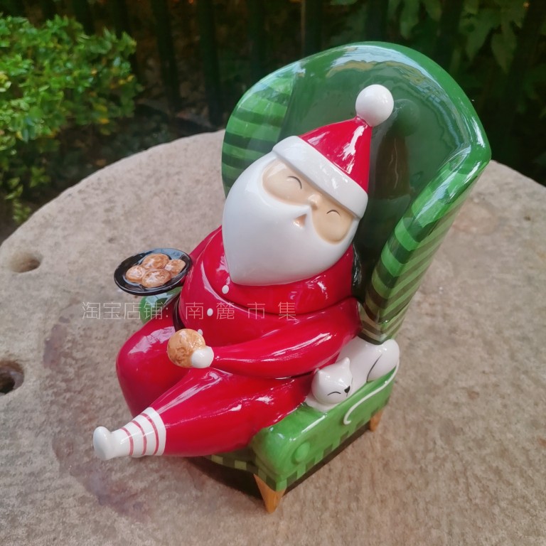 南麓市集出口欧美圣诞老人布摆件糖果饼干屋收纳bluesky布鲁瓷