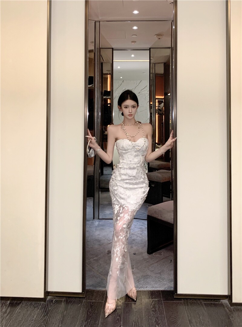夜店性感辣妹风一字肩抹胸连衣裙女气质显瘦包臀裙上班服夜场长裙
