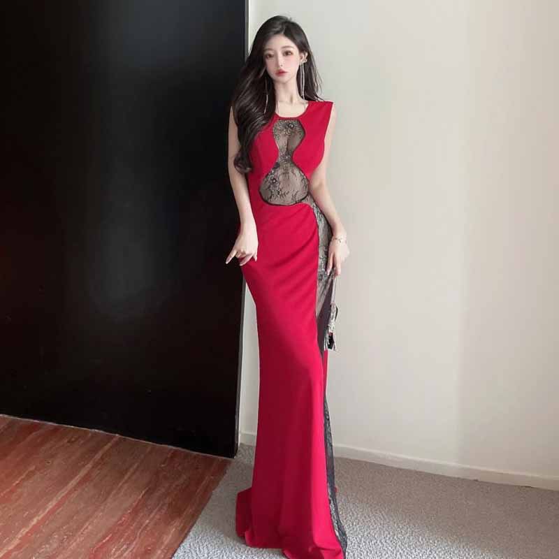 夜总会高级感气质晚礼服性感连衣裙女ktv佳丽公主技师工作服长裙