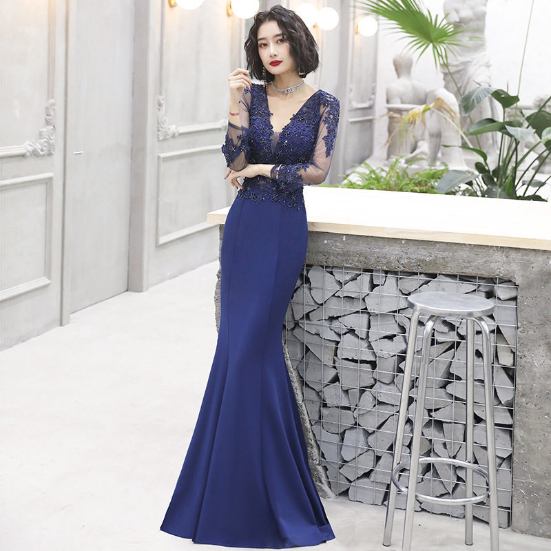 夜店性感连衣裙2026重工贴花小礼服显身材包臀鱼尾裙性感深v宴会