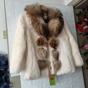 冬季 真兔毛整皮妈妈皮草外套女高贵貉子大毛领兔皮大衣年底特价