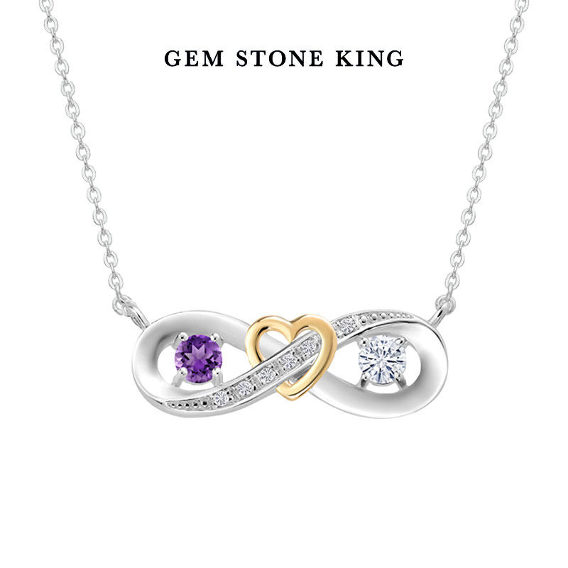 GSK项链女925银10K金双色项链紫水晶钻石项链2022新款潮夏季首饰