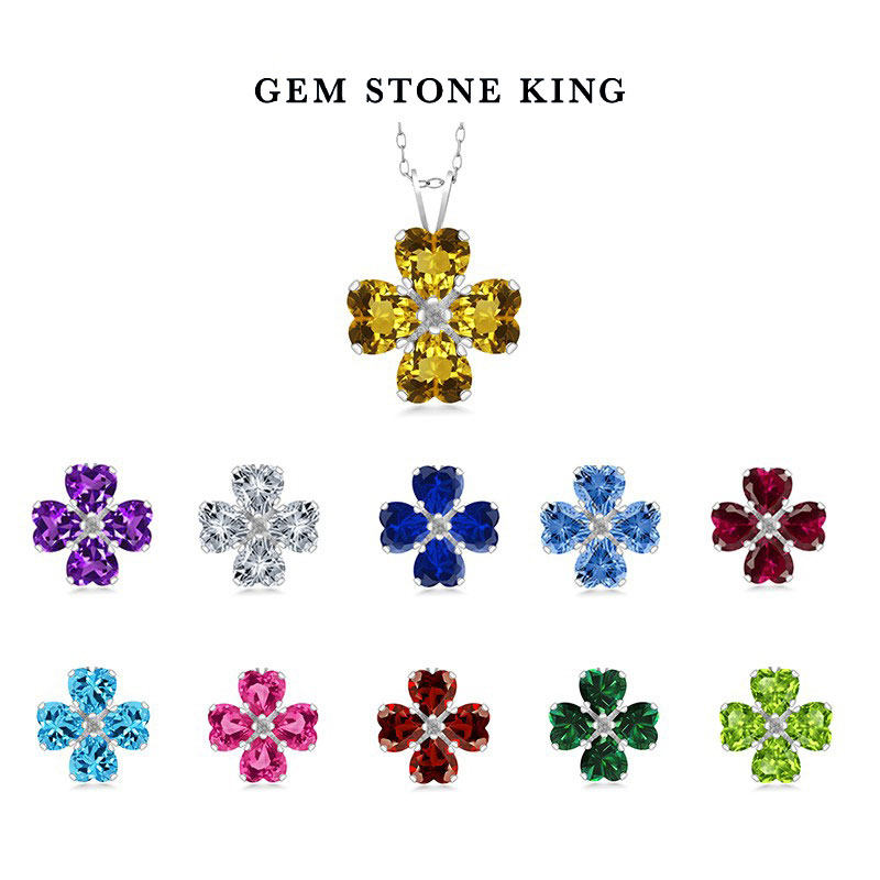 定制四叶草项链925银12月生日石吊坠彩色宝石简约锁骨链个性礼物