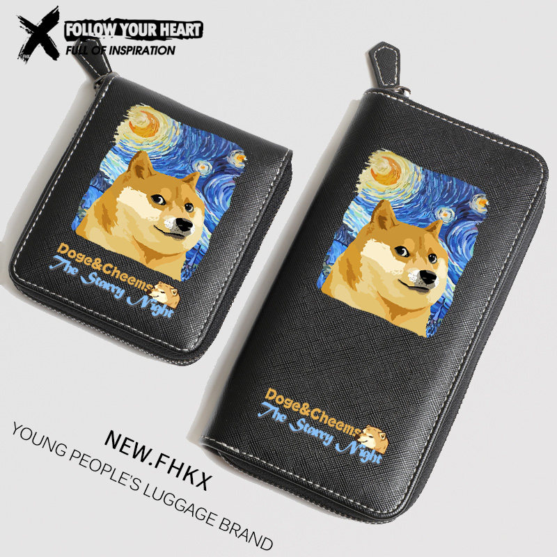 梵高星空联名Doge柴犬大容量钱包