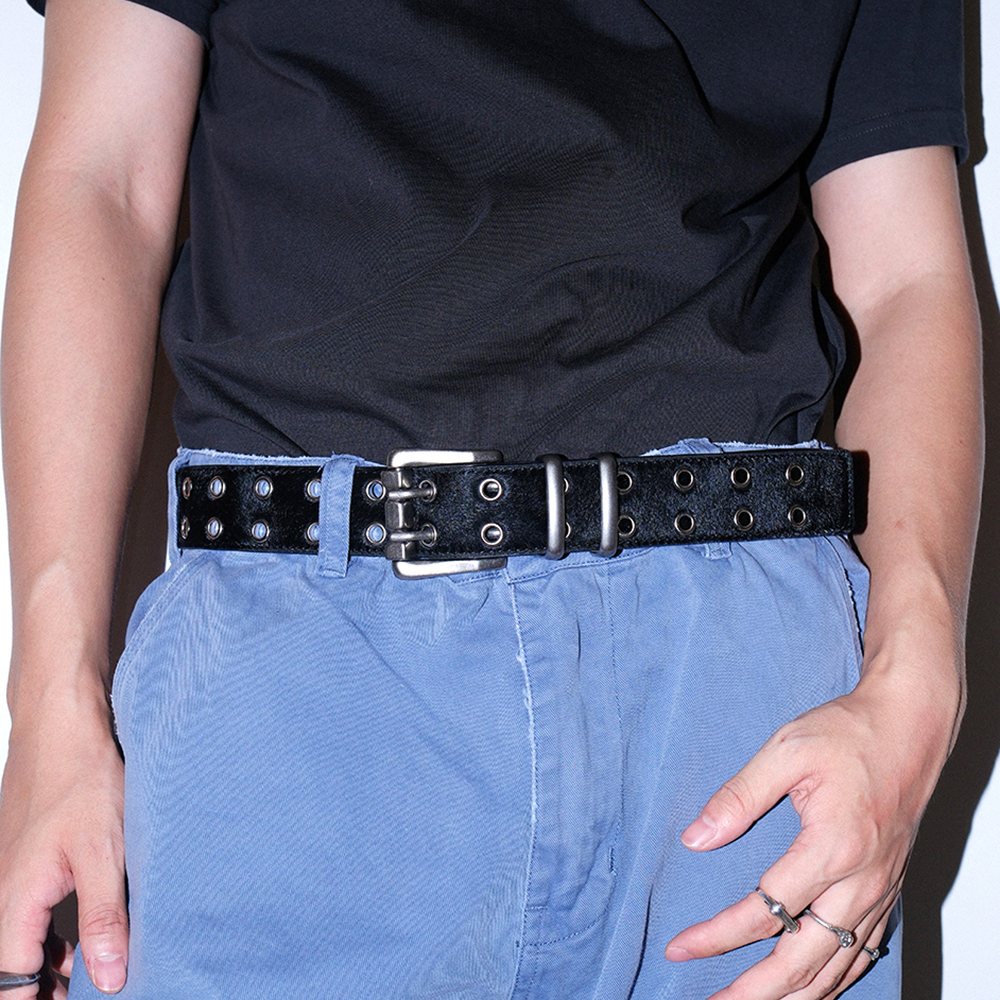 真皮双排扣免打孔百搭配饰腰带