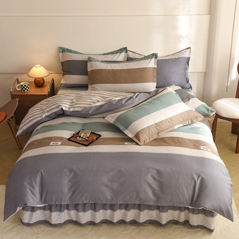 全棉床裙式四件套100纯棉床上用品床罩家用双人加厚被套四季通用