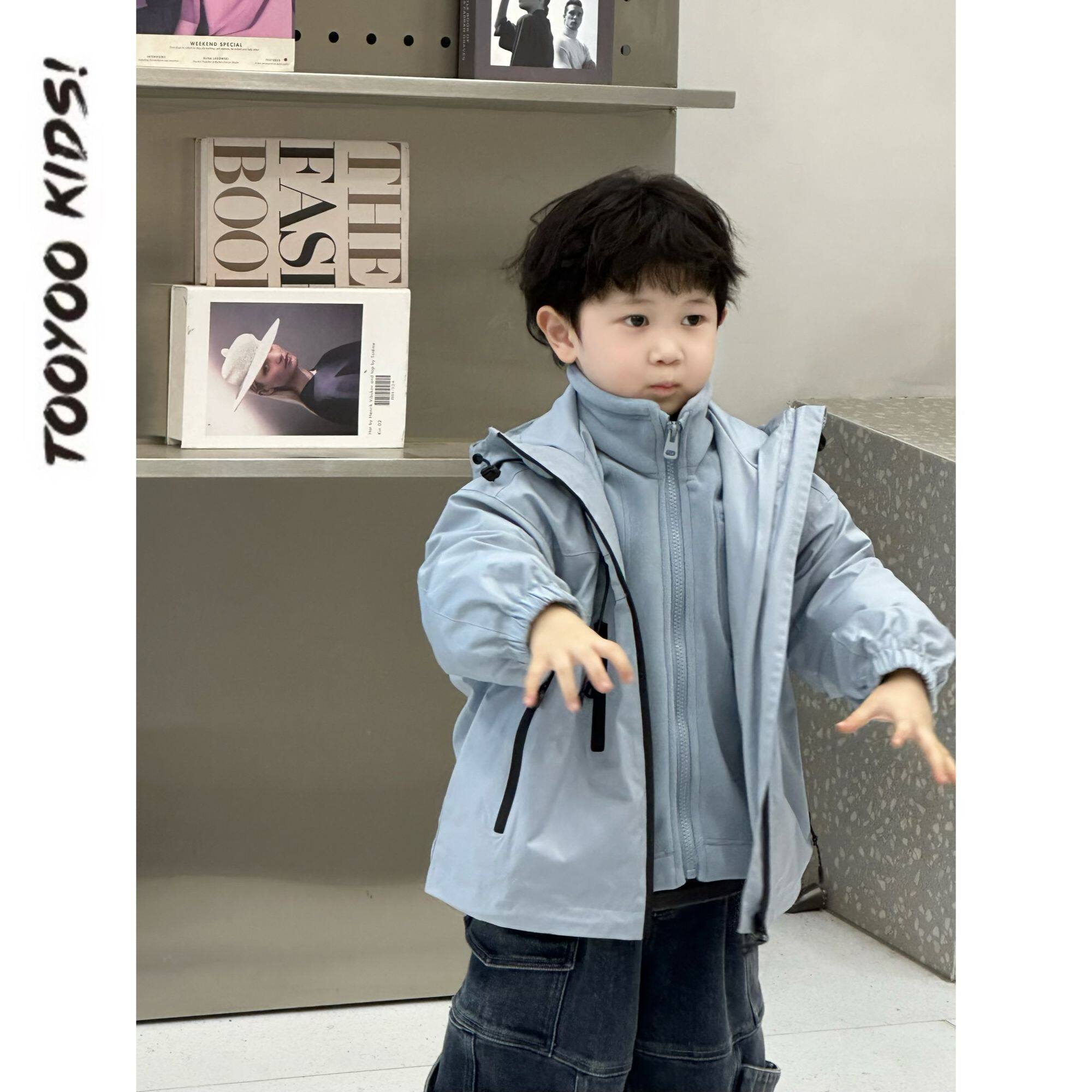 儿童秋冬季冲锋衣奥粒绒两件套潮
