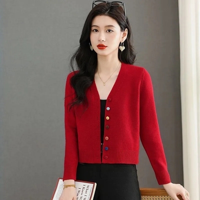 薄款长袖开衫保暖发热B类春秋V领