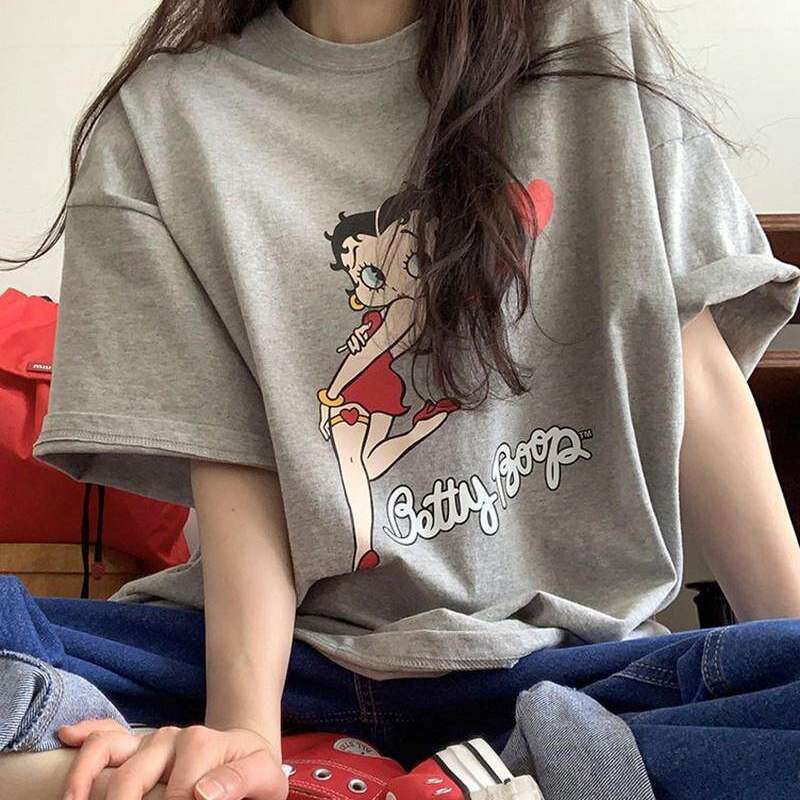 东大门女装夏季贝蒂印花短袖T恤图片