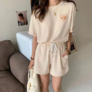 运动服套装跑步女夏季薄款韩版宽松短袖短裤时尚小个子休闲两件套