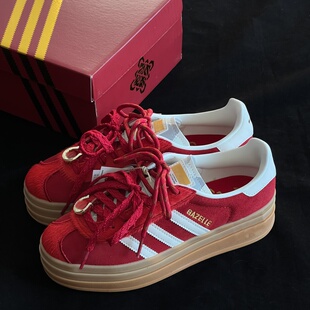 厚底增高gazelle CNY新年马年限定红色德训鞋松糕t头鞋休闲女板鞋