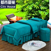 Thẩm mỹ viện cao cấp trải giường bông đơn giản tinh khiết Châu Âu Massage vật lý trị liệu bốn mảnh satin 60s logo tùy biến - Trang bị tấm tìm mua ga phủ giường spa