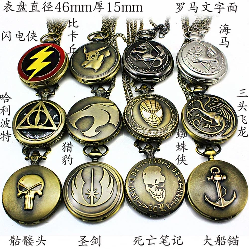 Ретро карманные часы, аксессуар для школьников, трендовое ожерелье подходит для мужчин и женщин, кварцевые часы, фотография