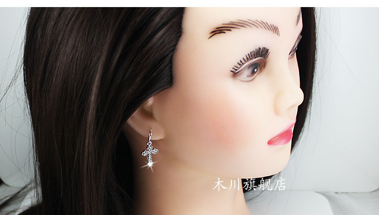 새로운 크로스 라인 석 패션 인기 여성 귀 보석 여자 귀걸이 여성 보석 귀걸이의 한국어 버전