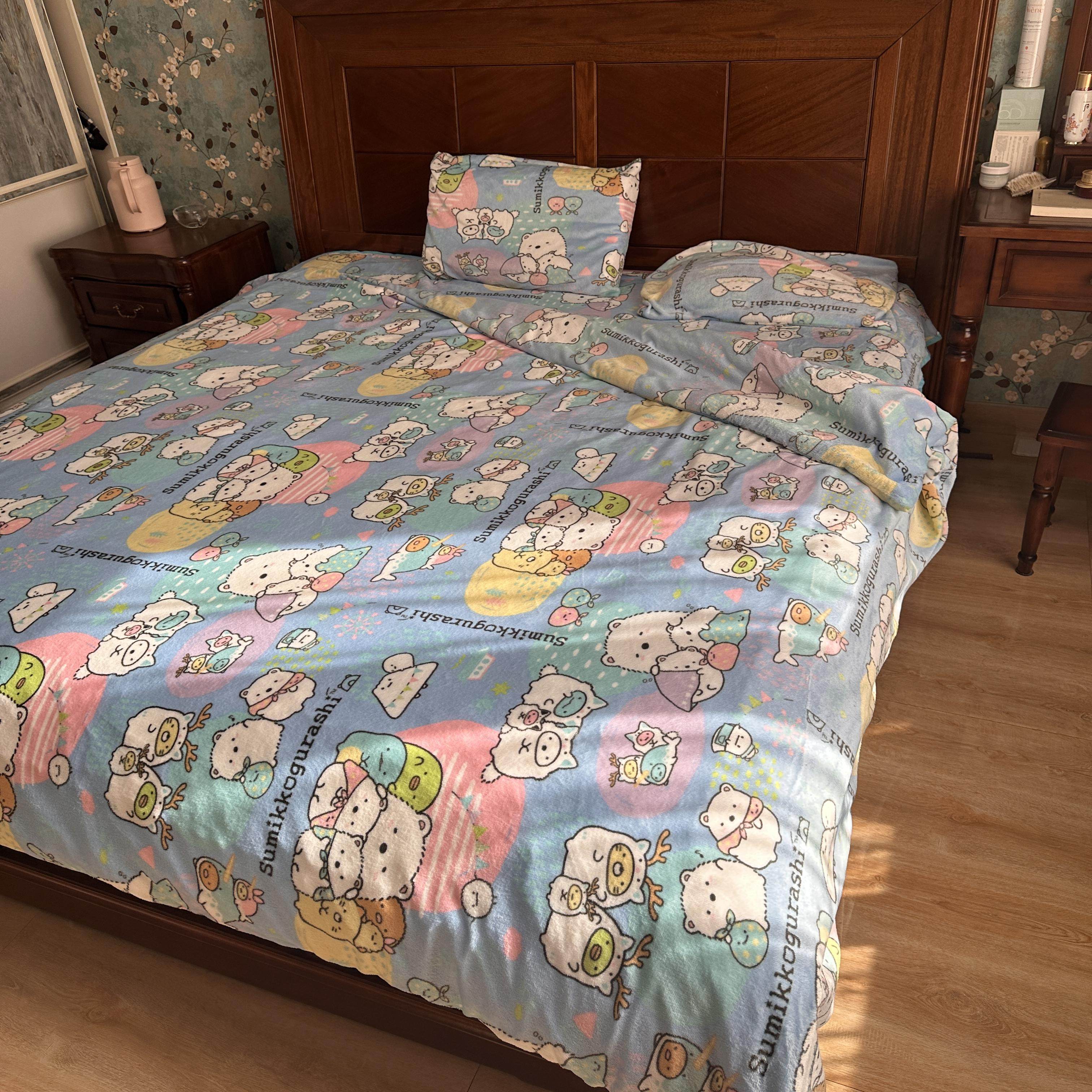 新款卡通系列角落生物轻松熊四件套床单自发热毯子单人双人尺寸,床上用品,床品套件/四件套/多件套,淘宝优惠券,粉丝福利购,淘宝优惠卷