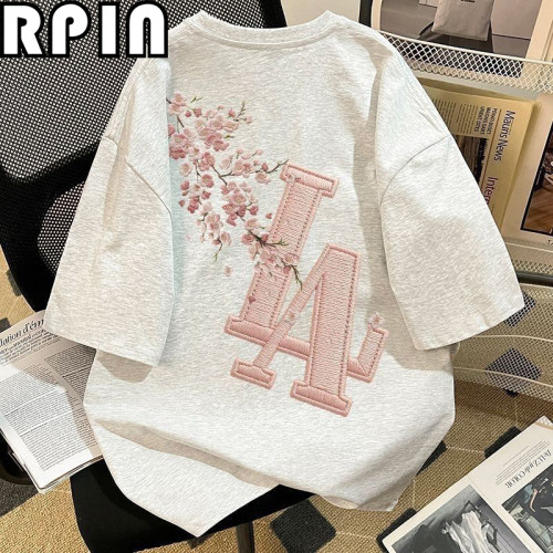纯棉短袖T恤女夏季美式复古印花