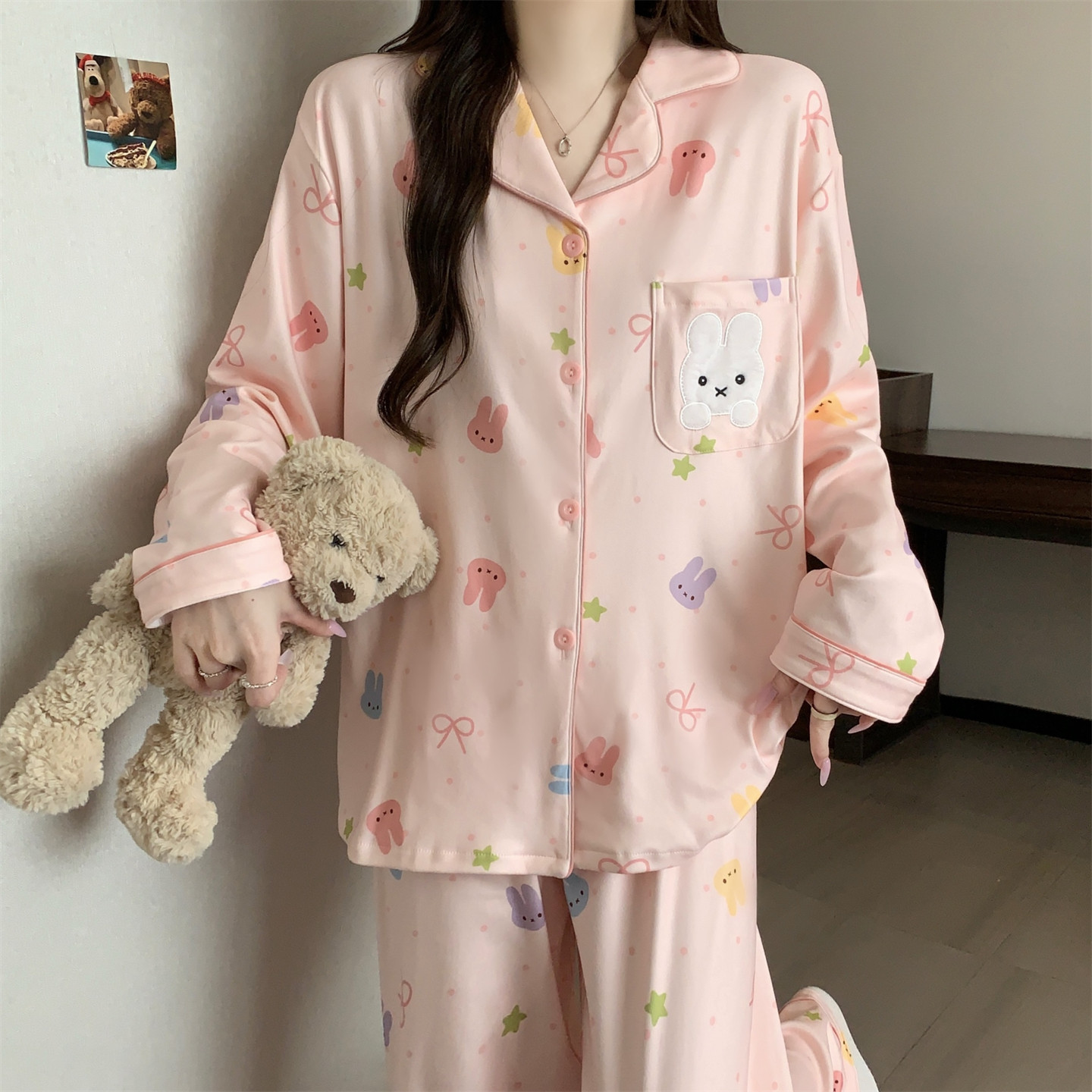 甜美风德绒睡衣女款秋冬季