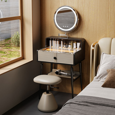 轻奢风实木化妆桌梳妆台小户型卧室多功能60CM窄化妆台迷你70公分