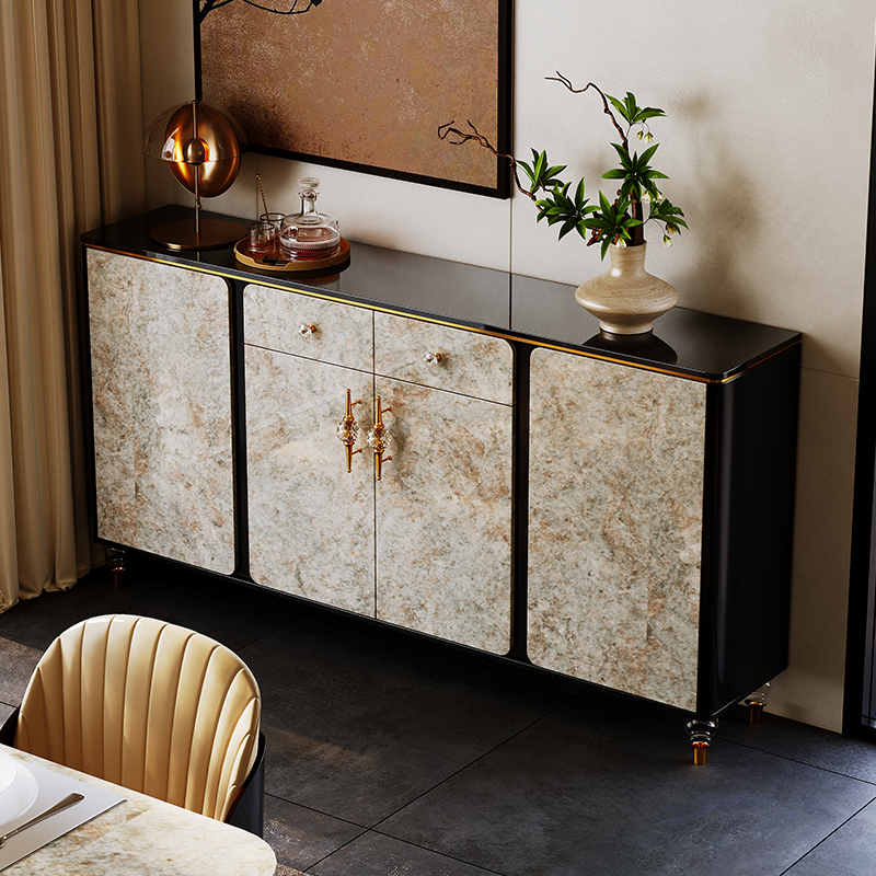 意式极简餐边柜轻奢高级感客厅靠墙一体储物柜设计师款家用茶水柜