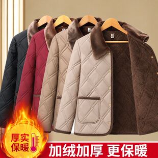 妈妈冬装加绒棉衣女洋气宽松棉袄中老年人奶奶装加厚保暖棉服外套